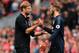 Liverpool's German manager Jurgen Klopp (L) shakes hands with Manchester United's Spanish goalkeeper David de Gea after the English Premier League football match between Liverpool and Manchester United at Anfield in Liverpool, north west England on Octobe