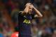 MADRID, SPAIN - OCTOBER 17: Harry Kane of Tottenham Hotspur reacts after missing a chance during the UEFA Champions League group H match between Real Madrid and Tottenham Hotspur at Estadio Santiago Bernabeu on October 17, 2017 in Madrid, Spain. (Photo by