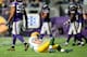 MINNEAPOLIS, MN - OCTOBER 15: Aaron Rodgers #12 of the Green Bay Packers lays on the field as Anthony Barr #55 of the Minnesota Vikings walks away during the game on October 15, 2017 at US Bank Stadium in Minneapolis, Minnesota. (Photo by Hannah Foslien/G