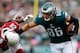 PHILADELPHIA, PA - OCTOBER 08: Zach Ertz #86 of the Philadelphia Eagles makes a catch for a first down against Justin Bethel #28 of the Arizona Cardinals during the third quarter at Lincoln Financial Field on October 8, 2017 in Philadelphia, Pennsylvani