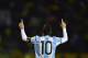 TOPSHOT - Argentina's Lionel Messi celebrates after scoring his third goal against Ecuador during their 2018 World Cup qualifier football match in Quito, on October 10, 2017. / AFP PHOTO / Rodrigo BUENDIA (Photo credit should read RODRIGO BUENDIA/A