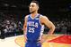 WASHINGTON, DC - OCTOBER 18: Ben Simmons #25 of the Philadelphia 76ers looks on during the 2017-18 regular season game against the Washington Wizards on October 18, 2017 at Capital One Arena in Washington, DC. NOTE TO USER: User expressly acknowledges a
