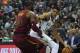 MILWAUKEE, WI - OCTOBER 20: Giannis Antetokounmpo #34 of the Milwaukee Bucks works against LeBron James #23 of the Cleveland Cavaliers during the first quarter of a game at the Bradley Center on October 20, 2017 in Milwaukee, Wisconsin. NOTE TO USER: Use