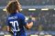 Chelsea's Brazilian defender David Luiz celebrates after scoring during a UEFA Champions league group stage football match between Chelsea and Roma at Stamford Bridge in London on October 18, 2017. / AFP PHOTO / Glyn KIRK (Photo credit should read