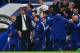 Chelsea's Italian head coach Antonio Conte reacts after Chelsea scored their second goal during the English League Cup fourth round football match between Chelsea and Everton at Stamford Bridge in London on October 25, 2017. / AFP PHOTO / Glyn KIRK / REST