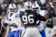 OAKLAND, CA - DECEMBER 4: Quarterback Tyrod Taylor #5 of the Buffalo Bills looks to pbad under pressure from defensive lineman Denico Autry #96 of the Oakland Raiders in the fourth quarter on December 4, 2016 at Oakland-Alameda County Coliseum in Oakland