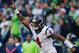 SEATTLE, WA - OCTOBER 29: Quarterback Deshaun Watson #4 of the Houston Texans cheers as DeAndre Hopkins #10 scores a 72 yard touchdown against the Seattle Seahawks in the fourth quarter at CenturyLink Field on October 29, 2017 in Seattle, Washington. (Ph