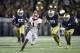 SOUTH BEND, IN - SEPTEMBER 09: Sony Michel #1 of the Georgia Bulldogs runs the ball during a game against the Notre Dame Fighting Irish at Notre Dame Stadium on September 9, 2017 in South Bend, Indiana. Georgia won 20-19. (Photo by Joe Robbins/Getty Image