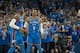 OKLAHOMA CITY, OK - OCTOBER 19: Carmelo Anthony #7 of the Oklahoma City Thunder and Russell Westbrook #0 of the Oklahoma City Thunder during the first half of a NBA game agains the New York Knicks at the Chesapeake Energy Arena on October 19, 2017 in Ok