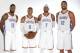 OKLAHOMA CITY, OK - SEPTEMBER 25: Paul George #13, Russell Westbrook #0, Carmelo Anthony #7 and Steven Adams #12 of the Oklahoma City Thunder pose for a portrait during the 2017 NBA Media Day on September 25, 2017 at the Chesapeake Energy Arena in Oklahom