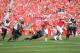 MADISON, WI - OCTOBER 21: Jonathan Taylor #23 of the Wisconsin Badgers runs for yards during a game against the Maryland Terrapins at Camp Randall Stadium on October 21, 2017 in Madison, Wisconsin. Wisconsin defeated Maryland 38-13. (Photo by Stacy Rev
