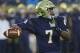 SOUTH BEND, IN - NOVEMBER 04: Brandon Wimbush #7 of the Notre Dame Fighting Irish pbades against the Wake Forest Demon Deacons at Notre Dame Stadium on November 4, 2017 in South Bend, Indiana. Notre Dame defeated Wake Forest 48-37. (Photo by Jonathan Da