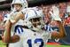 HOUSTON, TX - NOVEMBER 05: T.Y. Hilton #13 of the Indianapolis Colts celebrates a touchdown in the fourth quarter at NRG Stadium on November 5, 2017 in Houston, Texas. Indianapolis Colts beat the Houston Texans 20-14. (Photo by Bob Levey/Getty Images)
