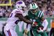 EAST RUTHERFORD, NJ - NOVEMBER 02: Wide receiver Robby Anderson #11 of the New York Jets runs the ball against cornerback Tre'Davious White #27 of the Buffalo Bills during the first half of the game at MetLife Stadium on November 2, 2017 in East Rutherfo