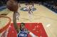 UNIONDALE, NY - OCTOBER 11: Jahlil Okafor #8 of the Philadelphia 76ers drives to the basket against the Brooklyn Nets during the preseason game on October 11, 2017 at Nbadau Veterans Memorial Coliseum in Uniondale, New York. NOTE TO USER: User expressly