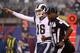 EAST RUTHERFORD, NJ - NOVEMBER 5: Quarterback Jared Goff #16 of the Los Angeles Rams points after the Rams got a fourth quarter first down against the New York Giants at MetLife Stadium on November 5, 2017 in East Rutherford, New Jersey. (Photo by Rob Car