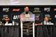 NEW YORK, NY - NOVEMBER 02: UFC President Dana White moderates questions between fighters Michael Bisping of England (L) and Georges St-Pierre of Canada (R) during the UFC 217 Press Conference inside Madison Square Garden on November 2, 2017 in New York