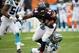 CHICAGO, IL - OCTOBER 22: Jordan Howard #24 of the Chicago Bears is tackled by James Bradberry #24 of the Carolina Panthers in the first quarter at Soldier Field on October 22, 2017 in Chicago, Illinois. (Photo by Jonathan Daniel/Getty Images)