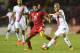 Panama's Anibal Godoy (C) and Costa Rica's David Guzman (R) vie for the ball during their 2018 World Cup qualifier football match in Panama City, on October 10, 2017. / AFP PHOTO / Rodrigo ARANGUA (Photo credit should read RODRIGO ARANGUA/AFP/Getty