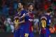 BARCELONA, SPAIN - AUGUST 20: Sergi Roberto (L) of FC Barcelona celebrates scoring their second goal with teammates during the La Liga match between FC Barcelona and Real Betis Balompie at Camp Nou stadium on August 20, 2017 in Barcelona, Spain. (Photo