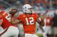MIAMI GARDENS, FL - NOVEMBER 11: Malik Rosier #12 of the Miami Hurricanes throws the ball against the Notre Dame Fighting Irish during first quarter action on November 11, 2017 at Hard Rock Stadium in Miami Gardens, Florida. Miami defeated Notre Dame 41-8