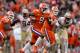 CLEMSON, SC - NOVEMBER 11: Travis Etienne #9 of the Clemson Tigers runs for a touchdown against the Florida State Seminoles during their game at Memorial Stadium on November 11, 2017 in Clemson, South Carolina. (Photo by Streeter Lecka/Getty Images)