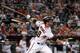 PHOENIX, AZ - SEPTEMBER 27: J.D. Martinez #28 of the Arizona Diamondbacks hits a solo home run in the ninth inning of the MLB game against the San Francisco Giants at Chase Field on September 27, 2017 in Phoenix, Arizona. (Photo by Jennifer Stewart/Gett