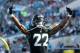 JACKSONVILLE, FL - NOVEMBER 12: Aaron Colvin #22 of the Jacksonville Jaguars celebrates a play in the second half of their game against the Los Angeles Chargers at EverBank Field on November 12, 2017 in Jacksonville, Florida. (Photo by Sam Greenwood/Ge