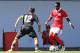 SEIXAL, PORTUGAL - SEPTEMBER 12: SL Benfica forward Umaro Embalo with CSKA Moskva defender Khetag Khosonov in action during the UEFA Youth League match between SL Benfica and CSKA Moskva at Caixa Futebol Campus on September 12, 2017 in Seixal, Portugal.