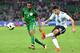 Nigeria's Ahmed Musa (L) and Argentina's Diego Perotti vie for the ball during an international friendly football match between Argentina and Nigeria in Krasnodar on November 14, 2017. / AFP PHOTO / Mladen ANTONOV (Photo credit should read MLADEN A