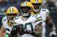 CHICAGO, IL - NOVEMBER 12: Jamaal Williams #30 of the Green Bay Packers reacts in the third quarter against the Chicago Bears at Soldier Field on November 12, 2017 in Chicago, Illinois. (Photo by Jonathan Daniel/Getty Images)