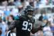 JACKSONVILLE, FL - NOVEMBER 12: Calais Campbell #93 of the Jacksonville Jaguars celebrates a play in the second half of their game against the Los Angeles Chargers at EverBank Field on November 12, 2017 in Jacksonville, Florida. (Photo by Sam Greenwood