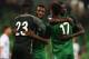 KRASNODAR, RUSSIA - NOVEMBER 14: Players of Nigeria celebrates after winning an international friendly match between Argentina and Nigeria at Krasnodar Stadium on November 14, 2017 in Krasnodar, Russia. (Photo by Oleg Nikishin/Getty Images)