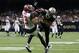 NEW ORLEANS, LA - NOVEMBER 05: Marshon Lattimore #23 of the New Orleans Saints breaks up a pass intended for Mike Evans #13 of the Tampa Bay Buccaneers during the second half of a game at Mercedes-Benz Superdome on November 5, 2017 in New Orleans, Louisi
