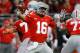 COLUMBUS, OH - NOVEMBER 18: J.T. Barrett #16 of the Ohio State Buckeyes throws a pass during the first quarter of the game against the Illinois Fighting Illini on November 18, 2017 at Ohio Stadium in Columbus, Ohio. (Photo by Kirk Irwin/Getty Images)