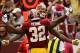 LANDOVER, MD - OCTOBER 15: running back Samaje Perine #32 of the Washington Redskins celebrates a touchdown with teammates against the San Francisco 49ers during the second quarter at FedExField on October 15, 2017 in Landover, Maryland. (Photo by Patrick