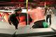Roman Reigns prepares to lower Samoa Joe with a spear in Extreme Rules.