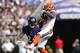 BALTIMORE, MD - September 17: Corey Coleman wide receiver # 19 of the Cleveland Browns catches cornerback Brandon Carr # 24 of the Baltimore Ravens in the fourth quarter in the M & T Bank Stadium on September 17, 2017 in Baltimore, Maryland. (Photo by