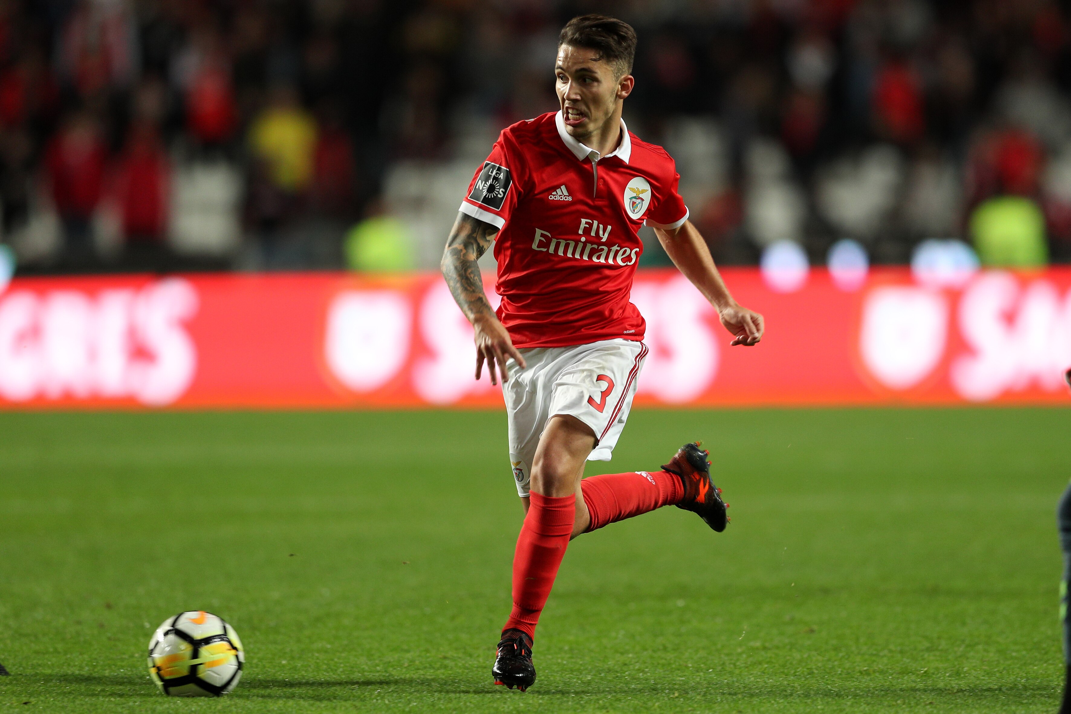 LISBON, PORTUGAL - NOVEMBER 26: Benfica's defender Alejandro Grimaldo from Spain during the match between SL Benfica and FC Vitoria Setubal for the Portuguese Primeira Liga at Estadio da Luz on November 26, 2017 in Lisbon, Portugal. (Photo by Carlos Rodri