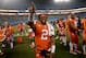CHARLOTTE, NC - DECEMBER 02: Kelly Bryant #2 of the Clemson Tigers celebrates with the MVP trophy after defeating the Miami Hurricanes 38-3 in the ACC Football Championship at Bank of America Stadium on December 2, 2017 in Charlotte, North Carolina. (Ph
