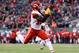 EAST RUTHERFORD, NEW JERSEY - DECEMBER 03: Tyreek Hill #10 of the Kansas City Chiefs makes the catch and runs it in for a touchdown in the second half against the New York Jets on December 03, 2017 at MetLife Stadium in East Rutherford, New Jersey.The Ne