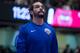 WESTCHESTER, NY - NOVEMBER 29: Joakim Noah #13 of the Westchester Knicks warms up before an NBA G-League game against the Maine Red Claws on November 29, 2017 at Westcester County Center in White Plains, New York. NOTE TO USER: User expressly acknowledge