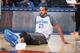 NEW YORK CITY - OCTOBER 16: Joakim Noah #13 of the New York Knicks stretches during the Knicks Open Practice at Madison Square Garden on October 16, 2016 in New York, New York. NOTE TO USER: User expressly acknowledges and agrees that, by downloading and