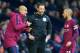 Manchester City's Spanish manager Pep Guardiola (L) gestures to Manchester City's Spanish midfielder David Silva (R) during the English Premier League football match between West Bromwich Albion and Manchester City at The Hawthorns stadium in West Bromwic