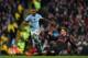 Manchester City's Brazilian midfielder Fernandinho (L) vies with Arsenal's Welsh midfielder Aaron Ramsey during the English Premier League football match between Manchester City and Arsenal at the Etihad Stadium in Manchester, north west England, on Novem