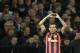 Shakhtar's midfielder Bernard celebrates after scoring a goal during the UEFA European Champions League Group F football match between Feyenoord and Shakhtar Donesk in Rotterdam on October 17, 2017. / AFP PHOTO / JOHN THYS (Photo credit should read