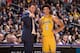 LOS ANGELES, CA - NOVEMBER 3: Coach of the Los Angeles Lakers, Luke Walton, talks to Lonzo Ball #2 on November 3, 2017 at STAPLES Center in Los Angeles, California. NOTE TO USER: User expressly acknowledges and agrees that, by downloading and or using th