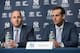 Yankees GM Brian Cashman with new manager Aaron Boone.