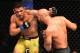 Dos Anjos and Lawler trade punches.