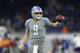 DETROIT, MI - DECEMBER 16: Matthew Stafford #9 of the Detroit Lions warms up prior to the start of the game against the Chicago Bears on the field prior to the start of the game at Ford Field on December 16, 2017 in Detroit, Michigan. Detroit defeated Chi